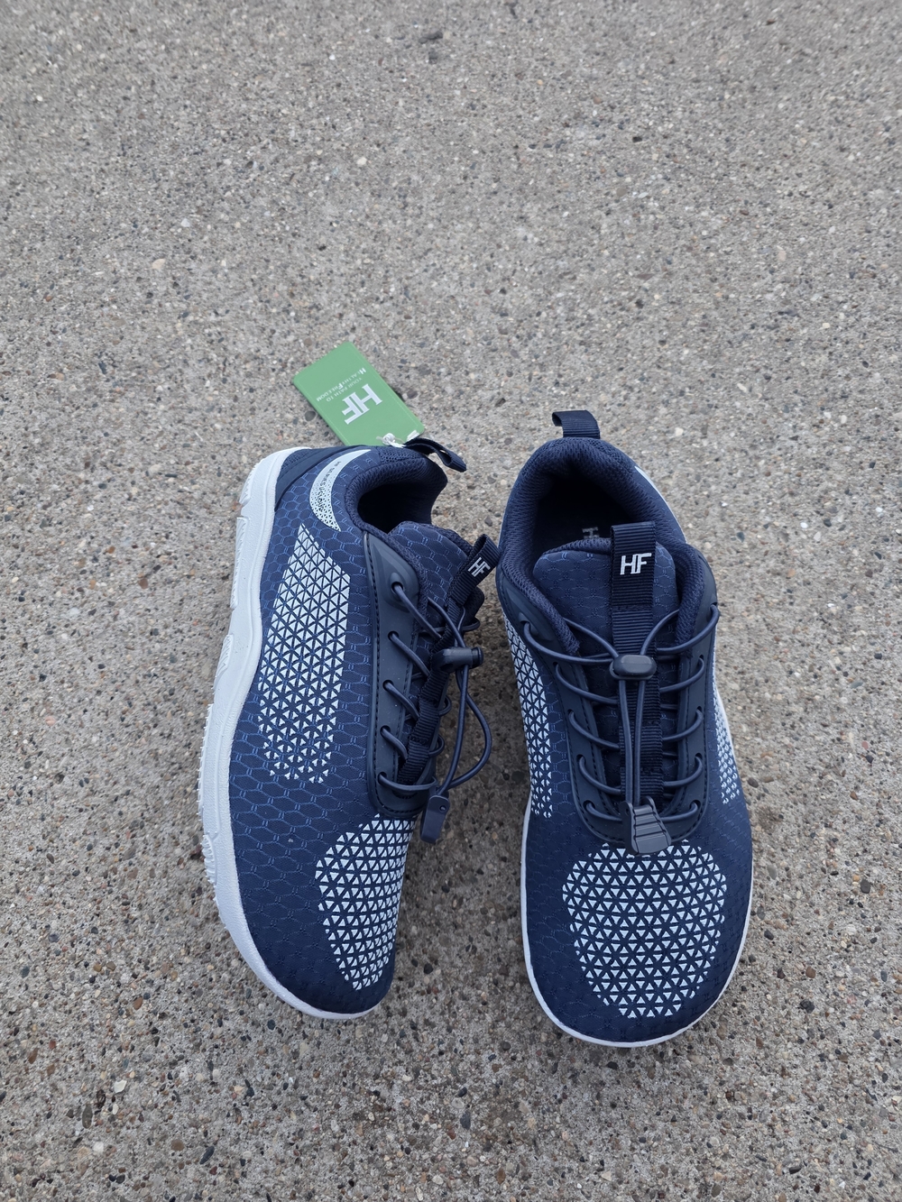 HF Navy Athletic Sneakers with White Pattern Women Size 6